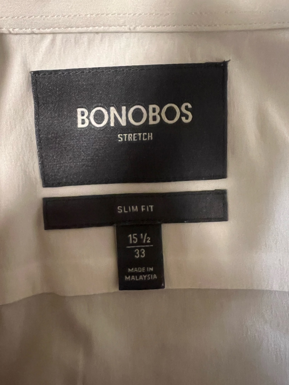 Bonobos Slim Fit Stretch Dress Shirt White 15 1/2 33 - Picture 3 of 3